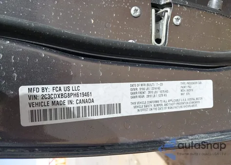 2023 Dodge Charger Sxt from USA, damaged, VIN 2C3CDXBG8PH619461